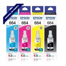 Kit 4 Refil T664 Para Epson L375 L395 L396 L355 L365 Novo