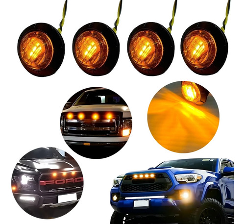Kit 4mini Led Foguinho Luz Grade Camionete Carro Laranja 12v