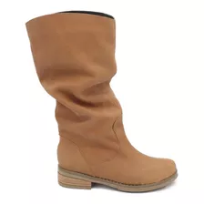 Bota Camel Arrugada Moda Cuero