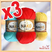 Pack De 3 Hilos Nako Calico - Colores A Eleccion Total 300g 