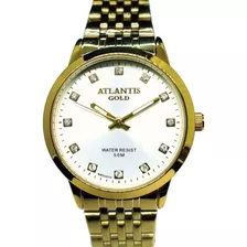 Relógio Feminino Dourado Atlantis Pequeno Com Strass W8003