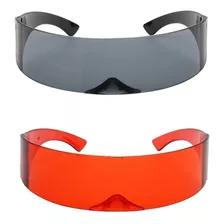 2 Piezas De Lentes De Sol Con Visera Futurista Para Hombre Y