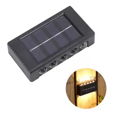 Luminária Lâmpada Led Arandela De Parede Sensor Solar Jardim Cor Preto