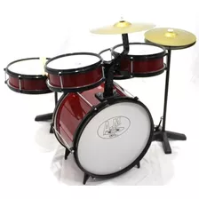 Bateria Infantil Profissional Rock Baby Vermelha Com Chimbal