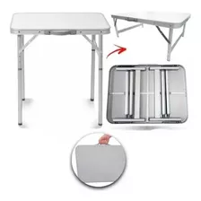 Mesa Camping Dobrável Vira Maleta Altura Regulável 90x60cm Cor Branco