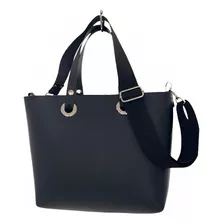 Cartera Tote Zavas Diseños Boston Diseño Lisa Negra Con Correa De Hombro Negra Asas Color Negro