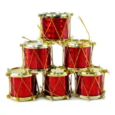 6 Mini Tambor P/ Árvore De Natal Enfeite Decoração Natalina