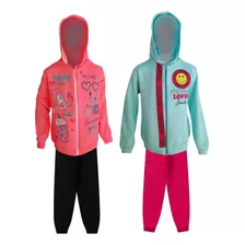 Kit 2 Conjuntos Moletom Juvenil Flanelado Menina Roupa Frio