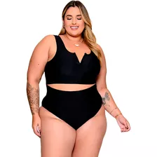 Maiô Body Plus Size Modelador Engana Mamãe Decote V