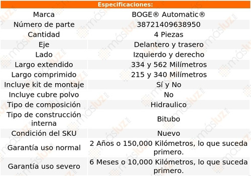 Set 4 Amortiguadores Boge Nova Rwd V8 5.0l 76 Al 79 Foto 2