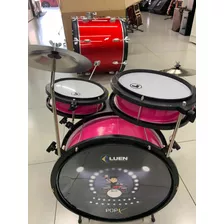 Bateria Acústica Infantil Luen Pop Kids Rosa