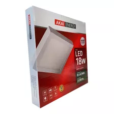 Plafon Cuadrado Blanco 18w Led Neutra 22x22cm Ak