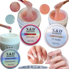 Kit 3 Gel X&d Uv Led 15g Pink Nude, Transparente Unha