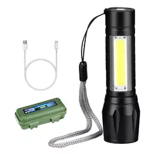 Kit 10 Mini Lanternas Tática Com Led E Zoom Recarregável Usb