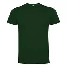 Polera Basica Recta Algodon Hombre Verde Oscuro Manga Corta