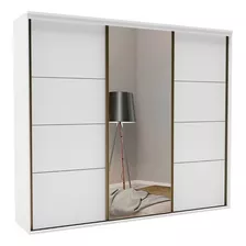 Guarda-roupa Casal Eleganza 3 Portas 6 Gavetas Com Espelho Cor Branco