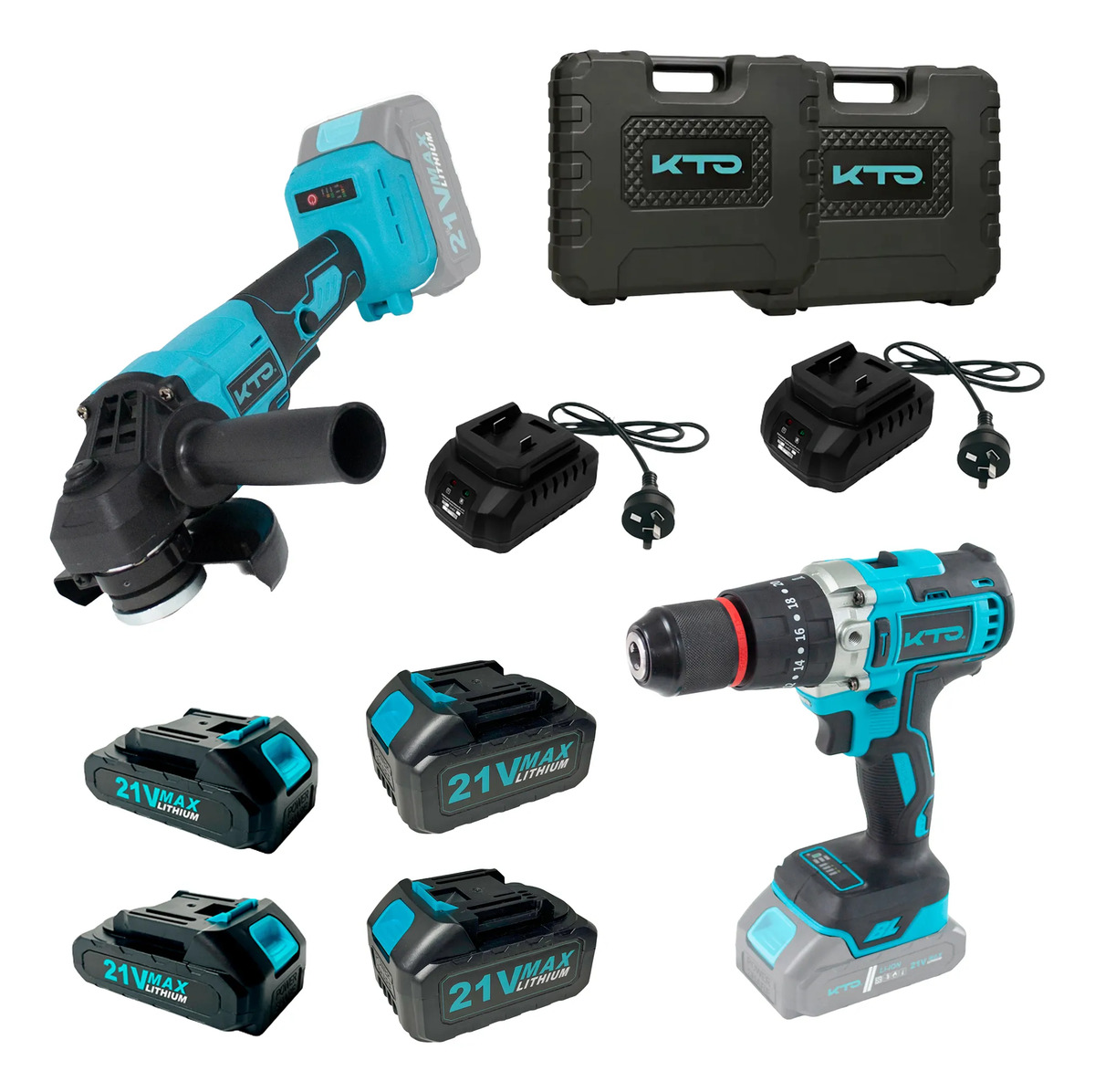 Kit Amoladora Angular 21v Kto+taladro Percutor Brushless 21v