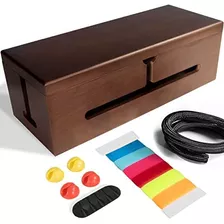 Homebliss Caja De Gestión De Cables Grande De Madera Estilo 