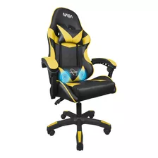 Silla Gamer Nasa Escritorio Ergonómica Ajustable Masajeadora Color Amarillo Material Del Tapizado Cuero Sintético Pu