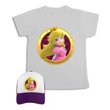 Princesa Mario Bros Camiseta + Gorra Combo Para Niña