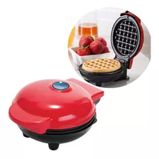 Mini Wafflera Electrica Con Doble Planchas Antiadherentes Color Rojo