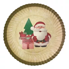 Bandeja Papá Noel Descartable Craft Redonda X 6 Navidad