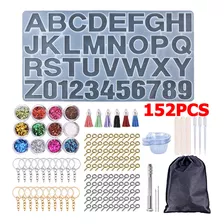 152pcs Alfabeto Resina De Silicone Moldes Chaveiro Fazendo