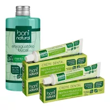 Kit Boni Natural - Enxaguatório + 3 Creme Dentais Sem Flúor