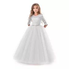 Vestido De Princesa Para Niños Con Estampado Hueco De Encaje