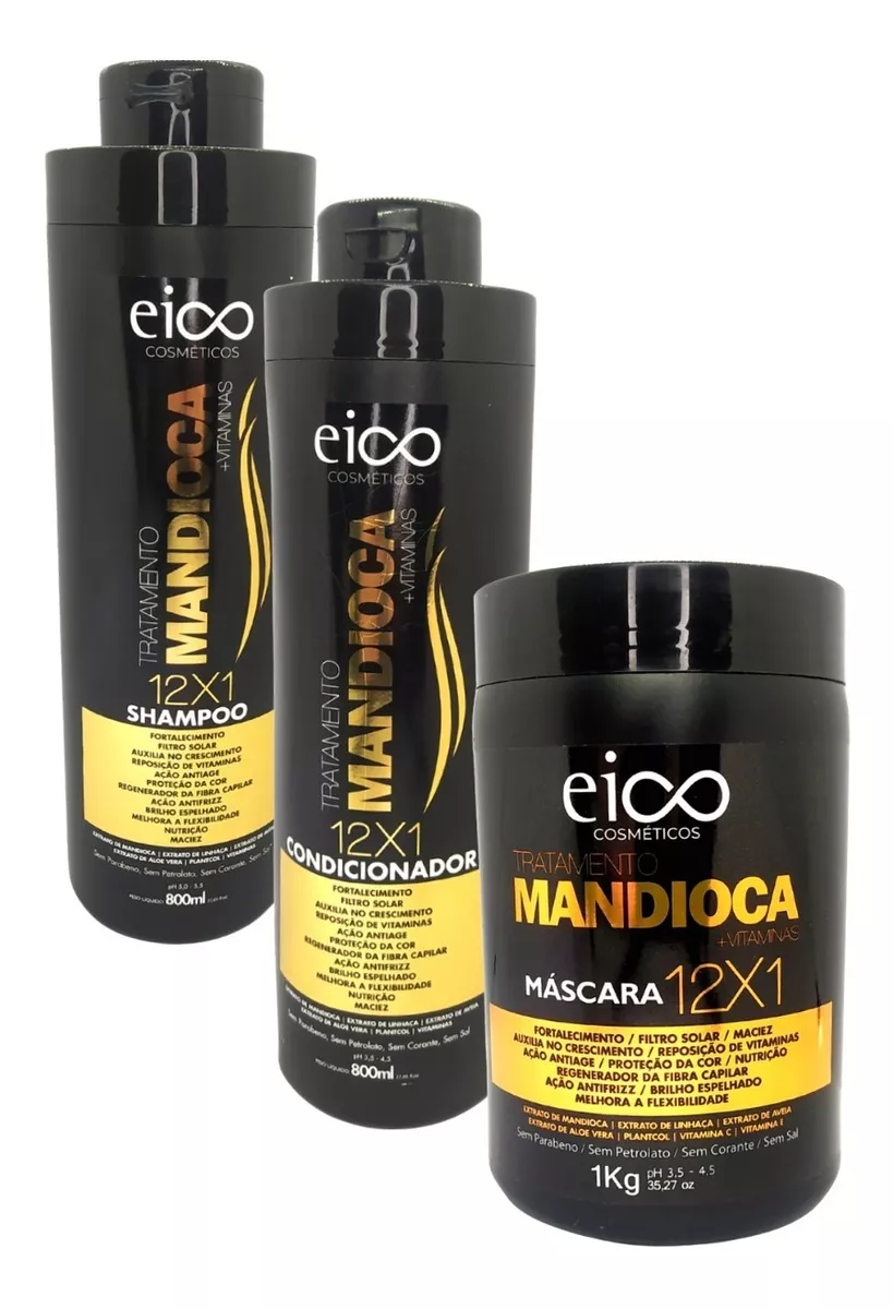Mascara De Mandioca 1k Shampoo 800ml Condicionador 800ml Kit