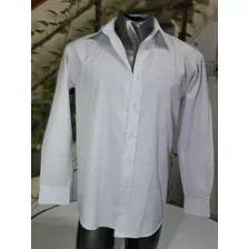 Camisa Mangas Largas De Hombre Color Gris Perla Talle 37-38