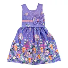 Vestido Infantil Florido Floral Roxo Promoção Novo