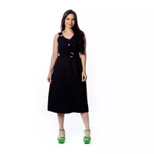 Vestido Feminino Midi De Linho Premium Moda Evangélica S4031