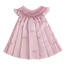 Vestido Casinha De Abelha Fustão Rosa Bordado Xique Xique 