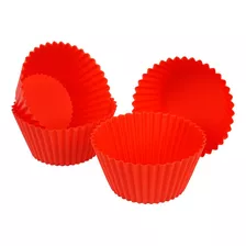 Molde Muffins Cupcakes X4 Silicona 8,5cm Color Rojo