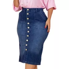 Saia Jeans Plus Size Feminina Evangélica Com Lycra Premium