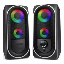 Caixa D Som Gamer Led Rgb Subwoofer Pc Computador P2 20w Rms Cor Preto 110v/220v