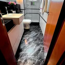 Revestimento Chão Impermeável Mármore Preto Cozinha Sala