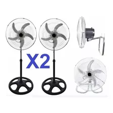 Set De 2 Ventiladores Pedestal Con Aspa Metálica 18¨ 3 En 1