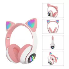 Auriculares Inalámbricos Con Orejas De Gato Led Infantil Jst