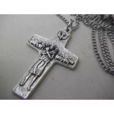 B. Antigo - Crucifixo Do Papa Jesus Bom Pastor Com Corrente