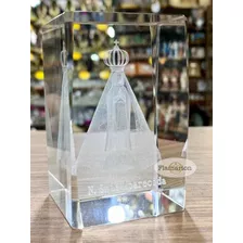 Cristal Cubo Nossa Senhora Aparecida Pedra Vidro 8x5cm Linda