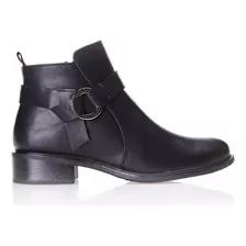 Bota Cano Curto Salto Bloco Baixo Feminina Anacapri - Cor Preto Desenho Do Tecido Liso Tamanho 34