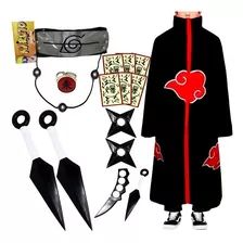 Mega Kit Itachi C/ Manto Akatsuki + 11 Itens Cosplay Geek -