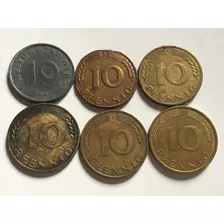 Alemanha- 10 Pfennig 1940, 1949, 1950, 1972, 1979 E 1992