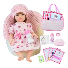 Boneca Bebê Reborn Realista Silicone Boneca Vestido E Bolsa 