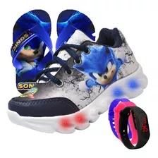 Kit Tenis Infantil De Led Sonic + Relogio E Chinelo Barato