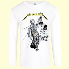 Playera Metallica And Justice For All Manga Larga Álbum