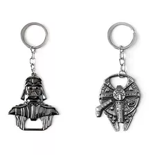 Llavero De Star Wars Darth Vader Y Falcon Millenium - Plata