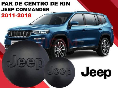 Par De Centros De Rin Jeep Commander 2011-2018 Negro 64 Mm Foto 2